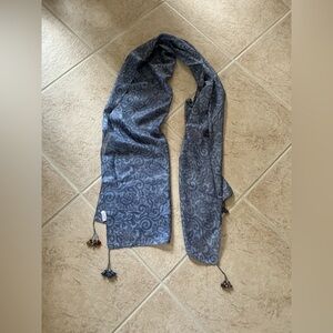Sevya blue print hand made silk scarf 19” by 72”